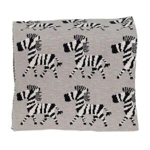 Gray and Black Zebra Knit Kids Blanket